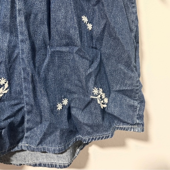 Vintage 90s Floral Embroidered Chambray Shirt Short Sleeve Women’s Plus Size 1X - Picture 7 of 14